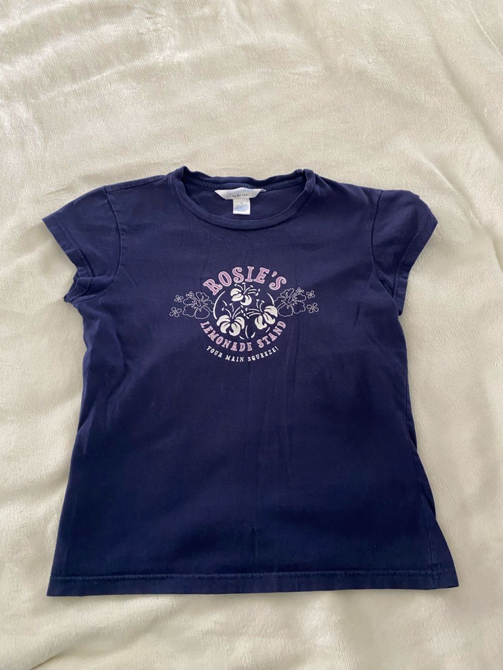 Aeropostale Navy Short-Sleeve Tee with Pink Floral Logo